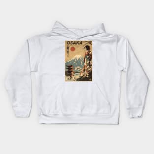 Osaka Japan Vintage Travel Art Poster Kids Hoodie